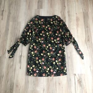 Banana Republic Black Floral Long Sleeve Dress